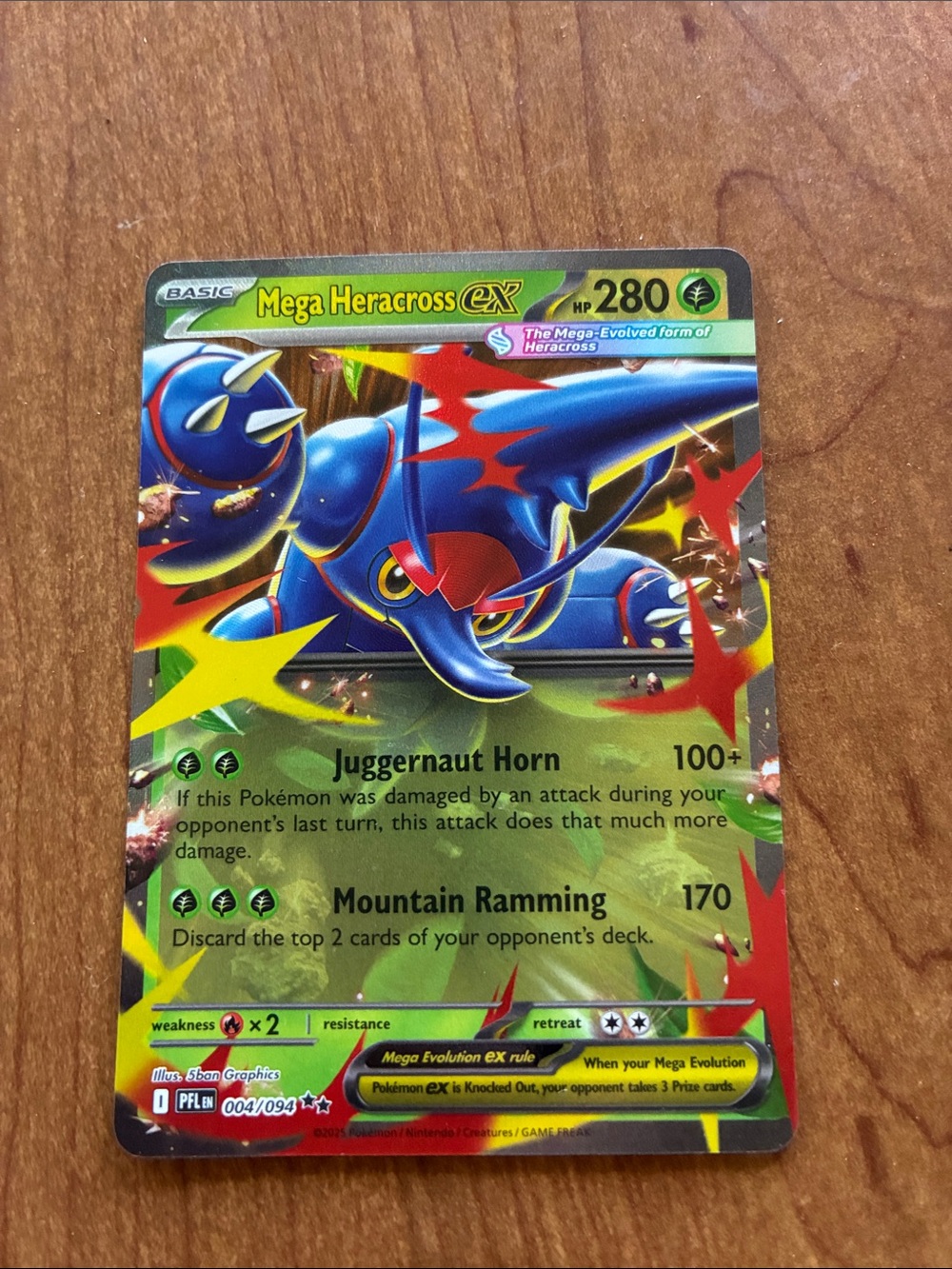 Pokémon Mega Heracross EX Holographic Trading Card - Blue/Green